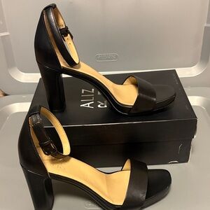 Naturalizer Black Ankle-Strap Block Heel Sandals